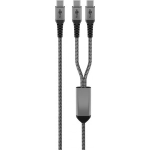 Goobay USB-C Textile 60W PD 1.5m Cable - Black/Grey