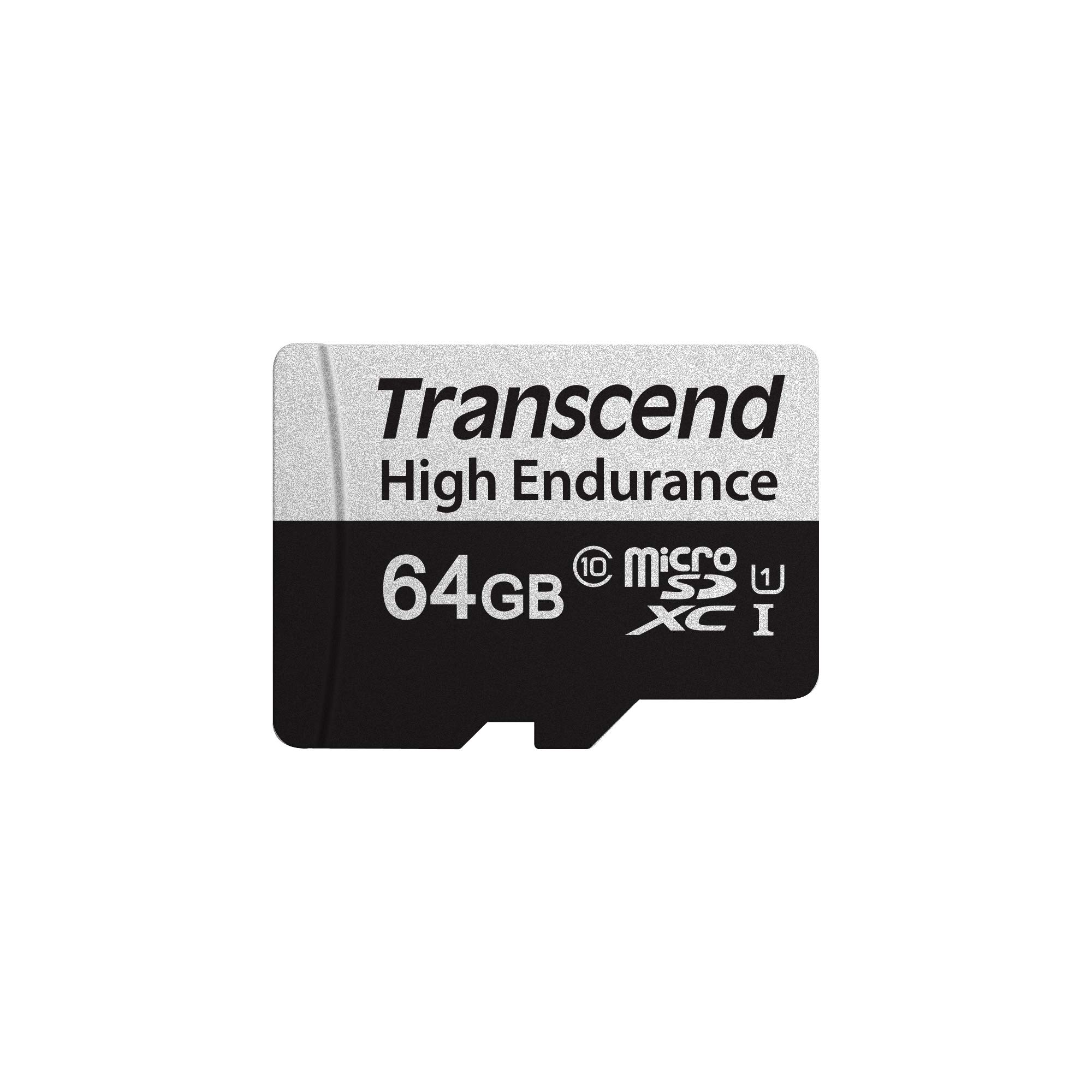 TRANSCEND 350V 64GB HIGH ENDURANCE MICRO SD UHS – I U1 CLASS10 – READ 100 MB – S – WRITE 45MB – S – WITH SD ADPTOR