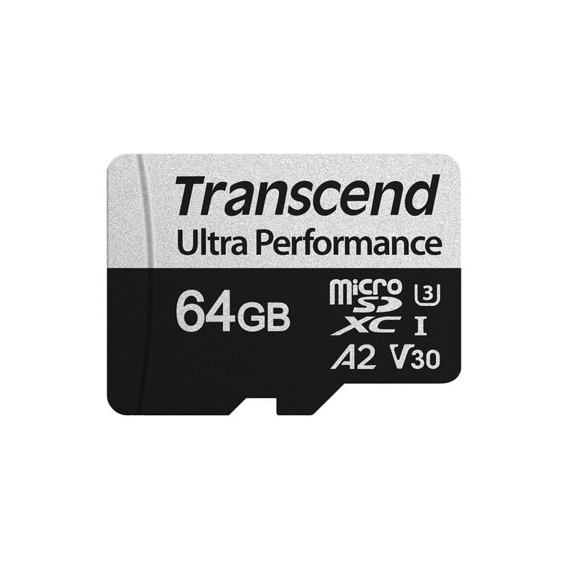 TRANSCEND 340S 64GB ULTRA PERFROMANCE MICRO SD UHS – I U3 V30 A2 CLASS10 – READ 160 MB – S – WRITE 125MB – S – WITH SD ADPTOR