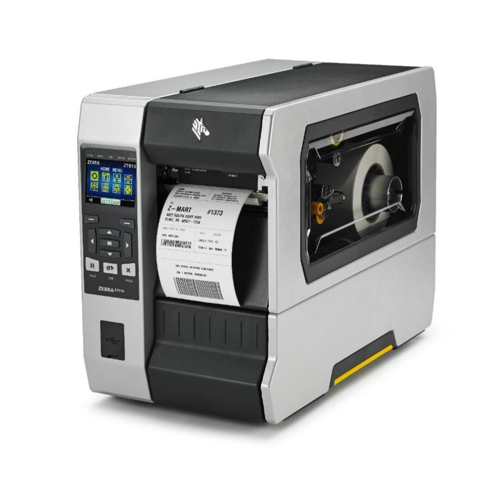 Zebra – TT Printer ZT610; 4”; 203 dpi; Euro and UK cord; Serial; USB; Gigabit Ethernet; Bluetooth 4.1; USB Host; Tear; Color Touc