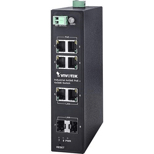 VIVOTEK Industrial POE Switch 4x GE POE; 2x GE; 2x SFP; No Power Supply