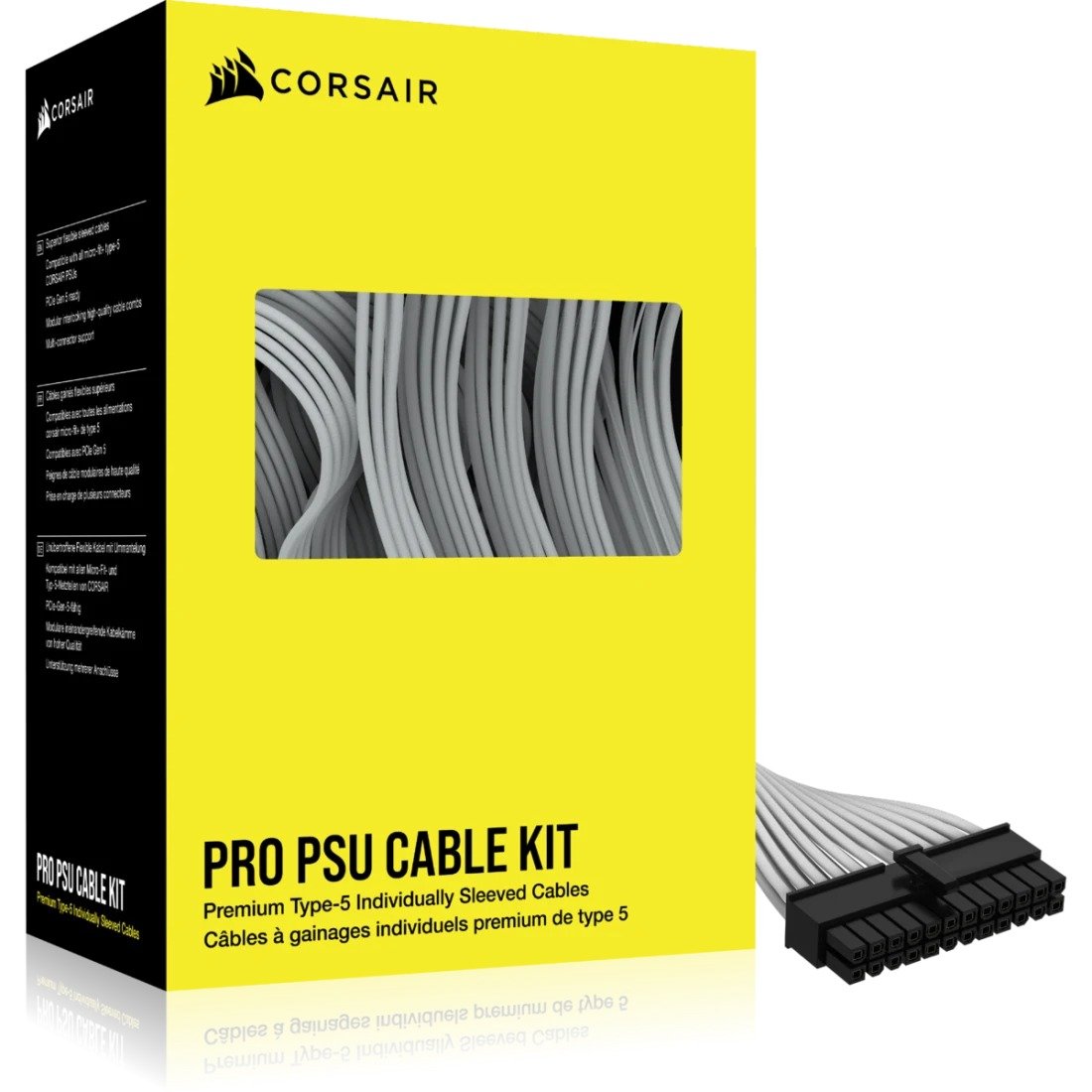 Corsair Premium Individually Sleeved DC Cable Pro Kit; Type 5 (Shift and SL PSU); WHITE
