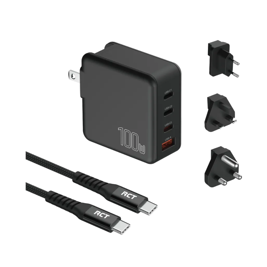 RCT 100W Charging Travel kit – Travel adaptor + (EU+UK+SA) Plug and cable