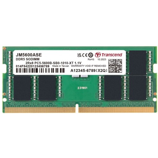 TRANSCEND 32GB DDR5 – 5600 Embedded Unbuffered NOTEBOOK SO – DIMM 2RX8 CL46 (2Gx8)x16