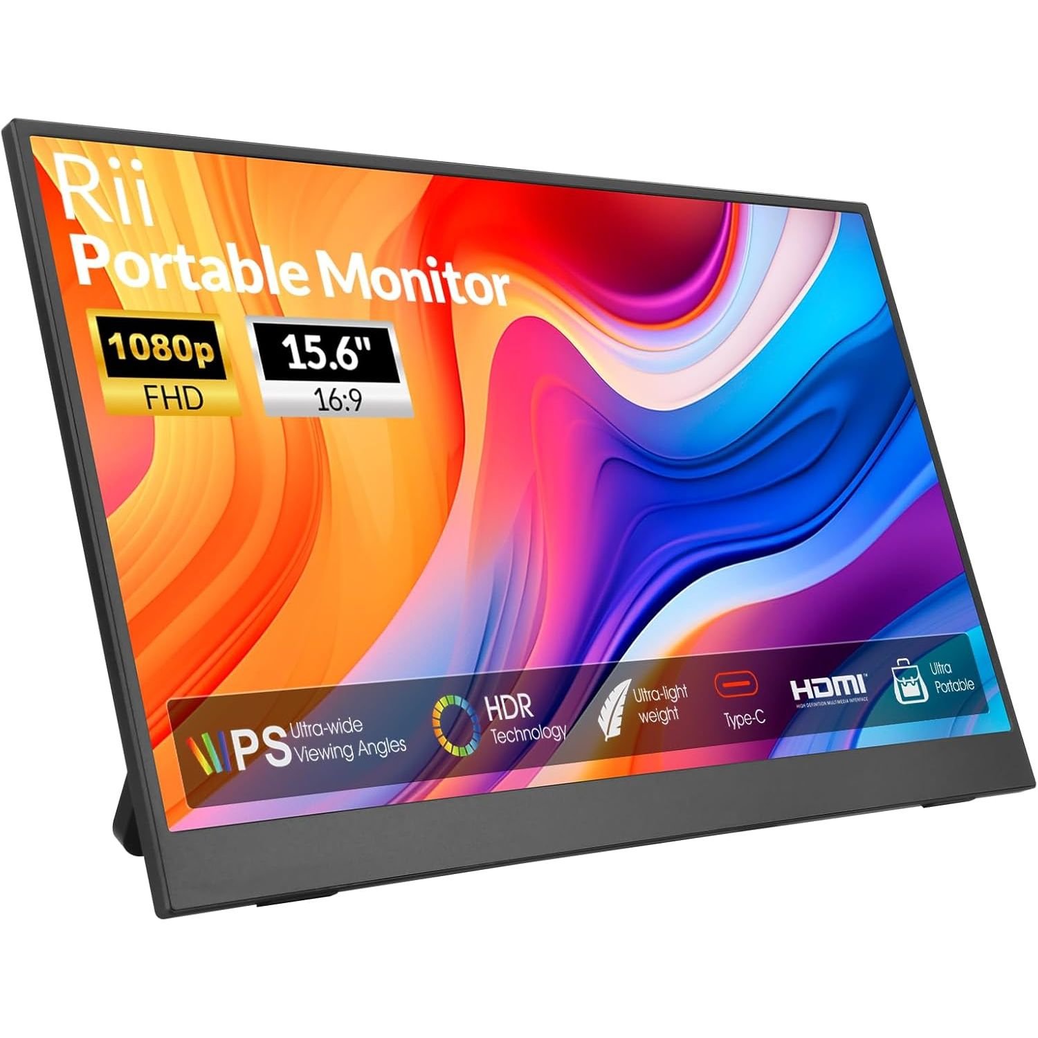 RII 15.6 PORTABLE MONITOR WITH KICKSTAND