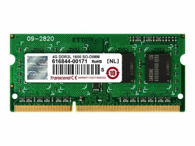 TRANSCEND 4GB LOW VOLTAGE – DUAL VOLTAGE DDR3 – 1600 SO – DIMM