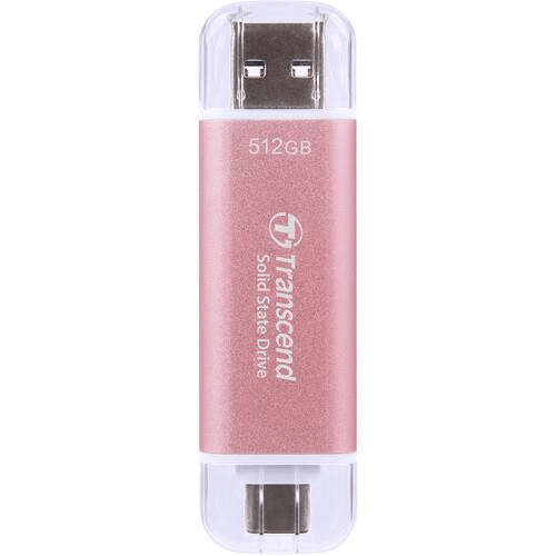 TRANSCEND 512 GB ESD310P USB3.2 TYPE A C (USB 10Gbps) OTG COMPACT PORTABLE SSD – Read 1050MB – s Write 950 MB – s – PINK