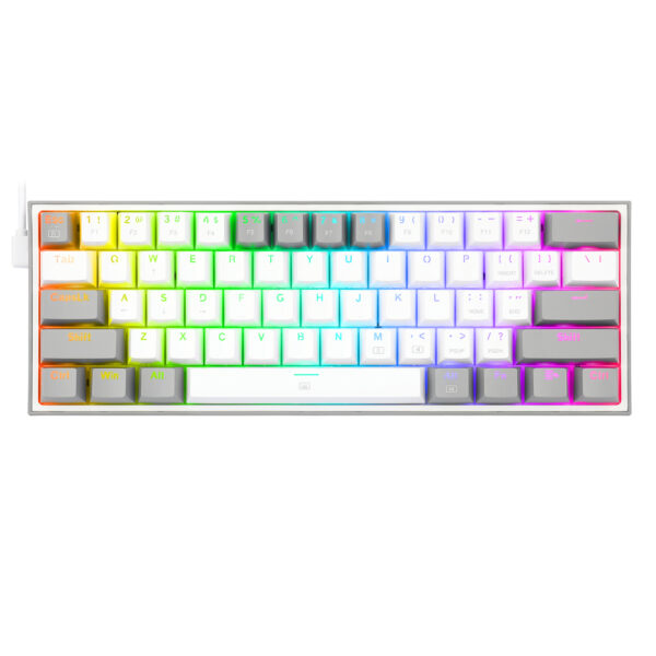 Redragon K617 FIZZ 60 Wired RGB Gaming Keyboard – White – Grey