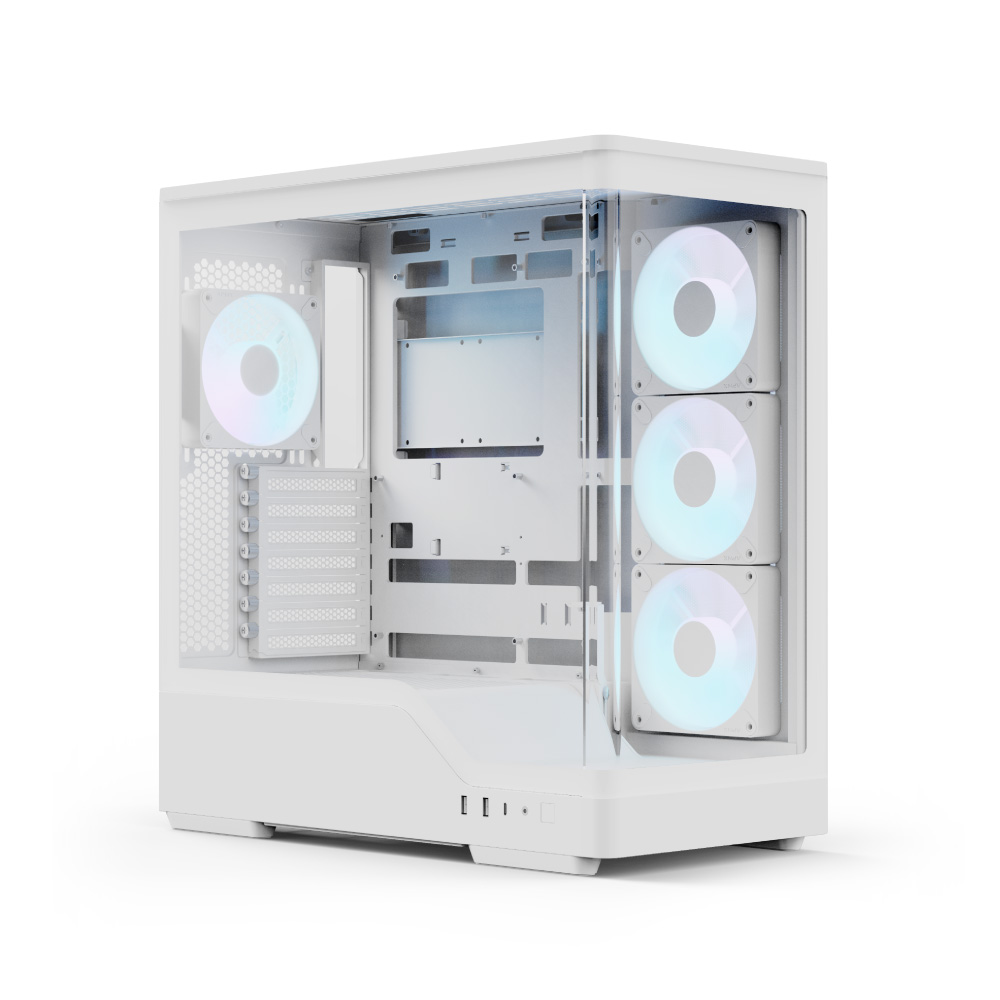 Aerocool P500A White Mid tower case – Includes 120mm ARGB Fan x 4 and 4 – port ARGB control hub – ATX – 3x 2.5” or 2×3.5” – 360m