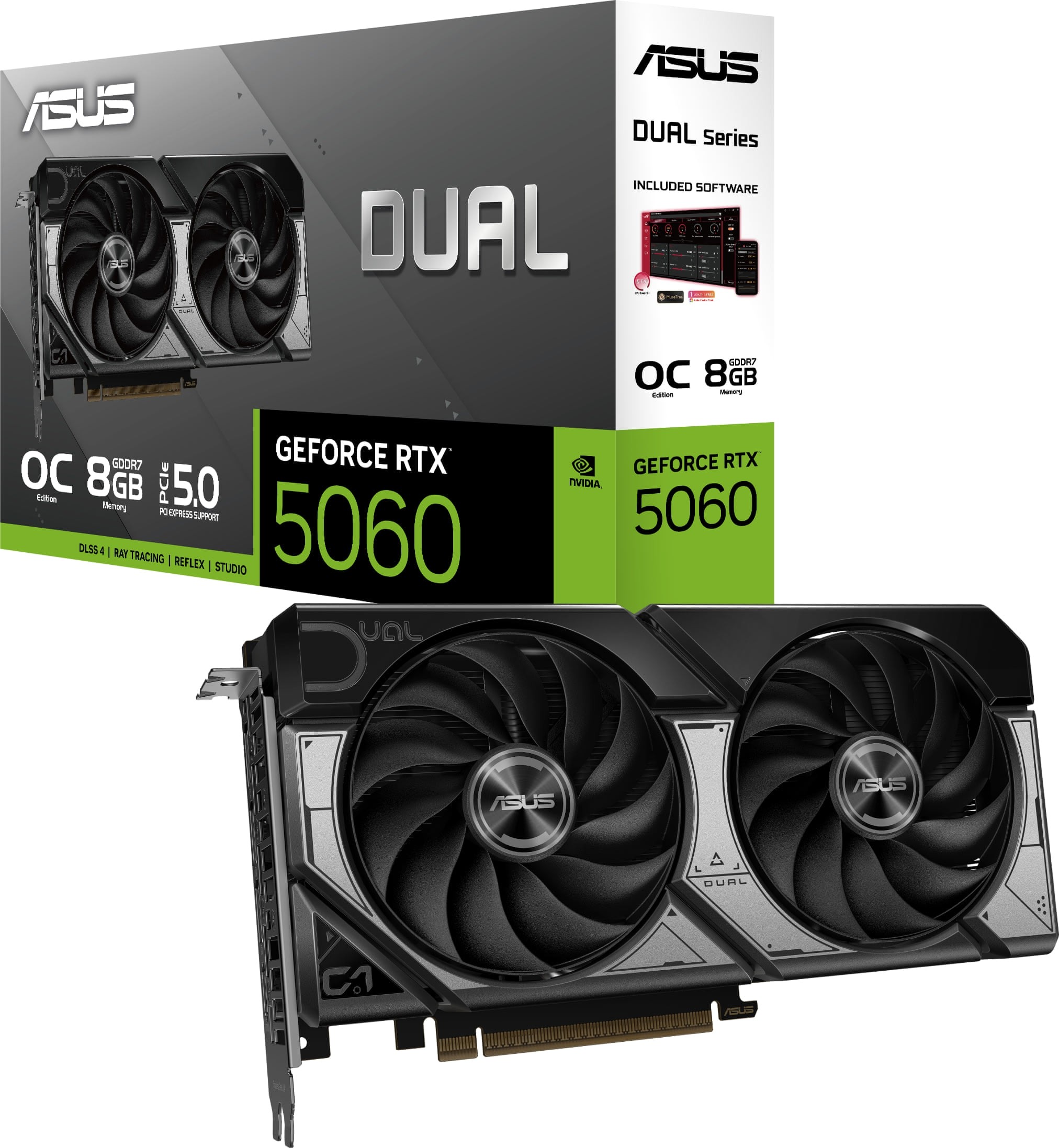 ASUS Graphics Card – NVIDIA – PCIe5.0 – 8GB GDDR7 – OC . OC mode:2565MHz. Default mode:2535MHz – 1xHDMI – 3xDP – Res:7680×4320 – 550W